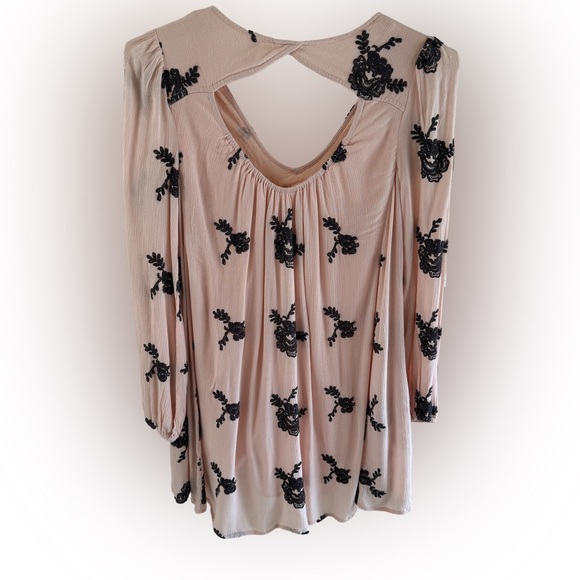 NWT Free People Emma Pink and Gray Embroidered Floral Dress - Picture 5 of 9